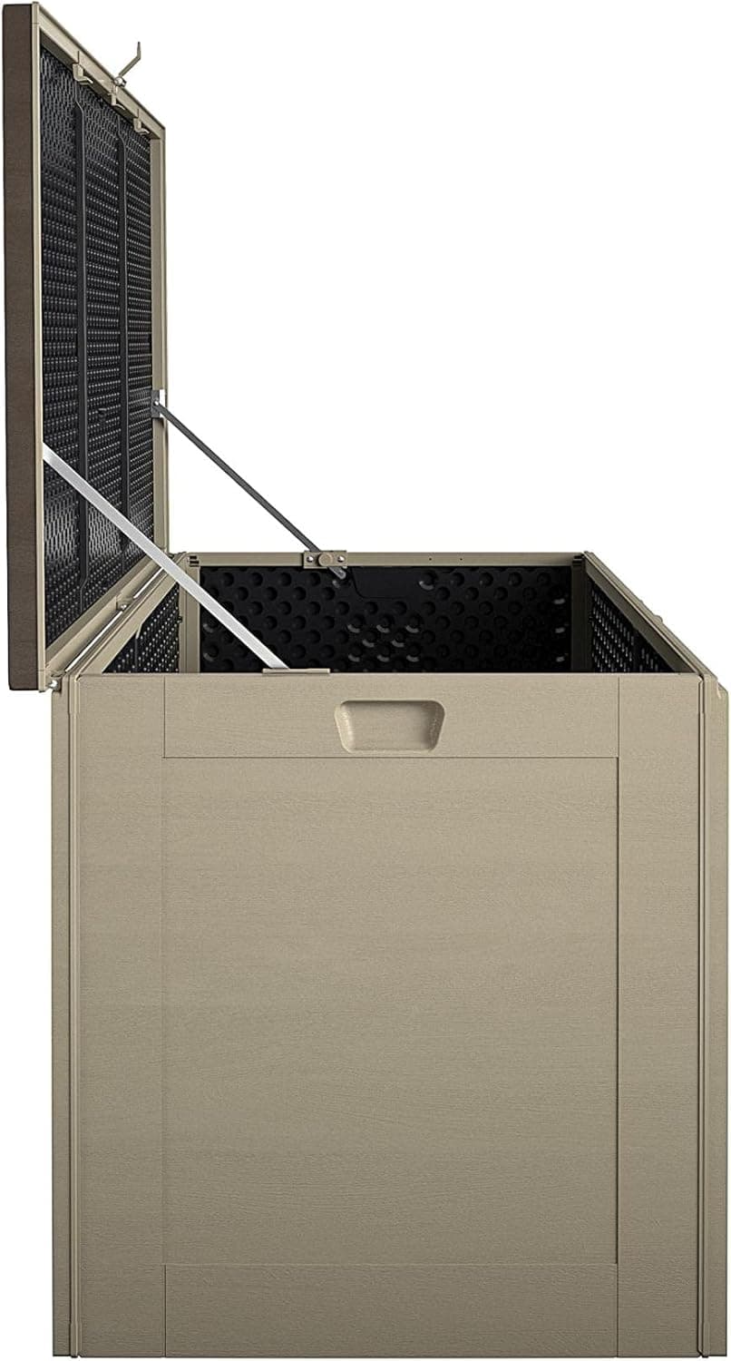 Cosco Outdoor Living 180 Gallon Patio Storage Box, Extra Large, Lockable Lid, Weather-Resistant, Tan/Brown