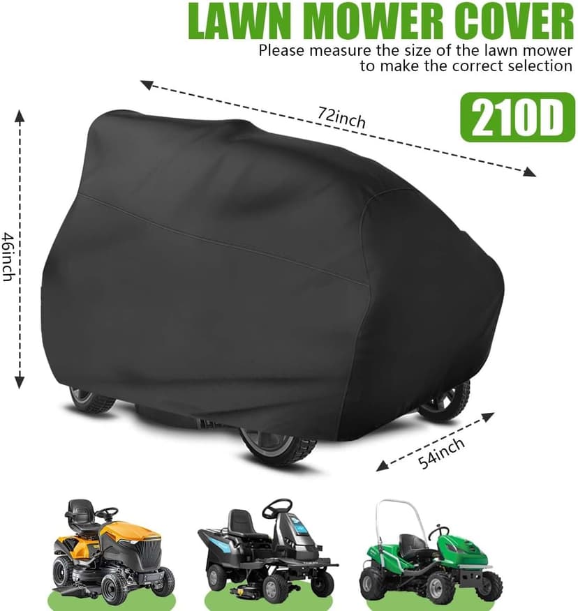 Outdoors Lawn Mower Cover Waterproof Heavy Duty 210D Polyester Oxford UV Protection Lawn Tractor Cover Fits Decks Up to 54" with Drawstring and Storage Bag