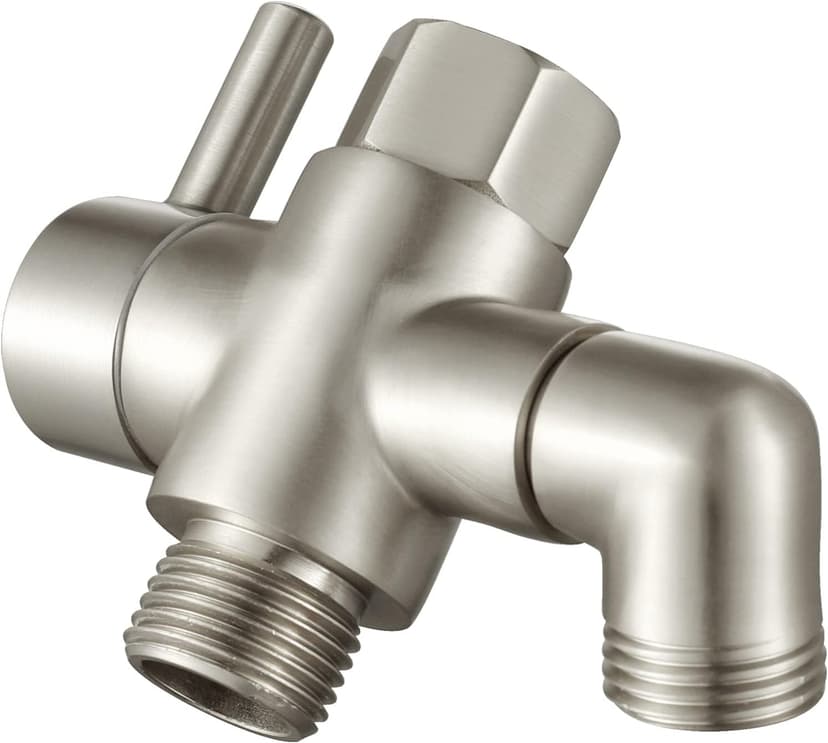 Shower Arm Diverter Valve Brass G1/2 3 Way Universal Bathroom Shower System Component Replacement for Handheld Shower Head and Fixed Spray Head, Brushed Nickel