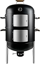 Realcook Vertical Charcoal Smoker Grills: Premium 20.5 Inch BBQ Meat Smokers - Barbecue Charcoal Grill Smoker Combo for Outdoor Cooking Patio Backyard Picnic Party Grilling