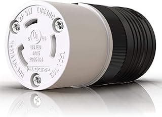 ELEGRP NEMA L5-30R Locking Connector, Generator Twist Lock Adapter Connector, 30 Amp 125V 2 Pole 3 Wire Grounding, Industrial Grade Heavy Duty, UL Listed (1 Pack, Black/White)