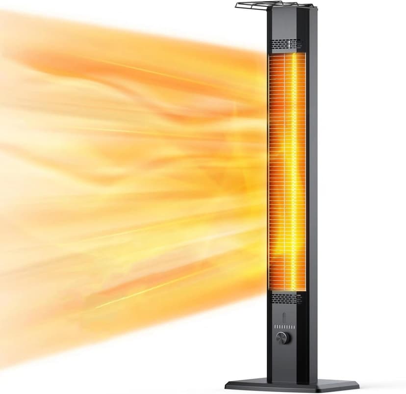 FLOWBREEZE Patio Heater, Portable Outdoor Heater, 1200W, 3S Instant Heating, Infrared Heater with 60°Oscillating, 180min Timer, Tip-over Protection, Super Quiet Electric Heaters for Indoor Outdoor Use