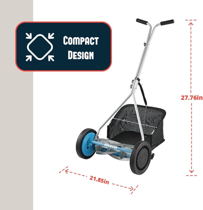 American Lawn Mower Company 1604-16 16-Inch 5-Blade Walk Behind Reel Mower with Grass Catcher