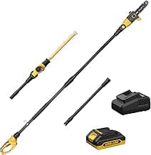 Pole Saw 8-Inch Cordless Tree Trimmer and 18-Inch Pole Hedge Trimmer 2-In-1,15-Feet Max Reach, Auto Oiling, Telescoping Pole Chainsaw with 2.0Ah Battery & Charger