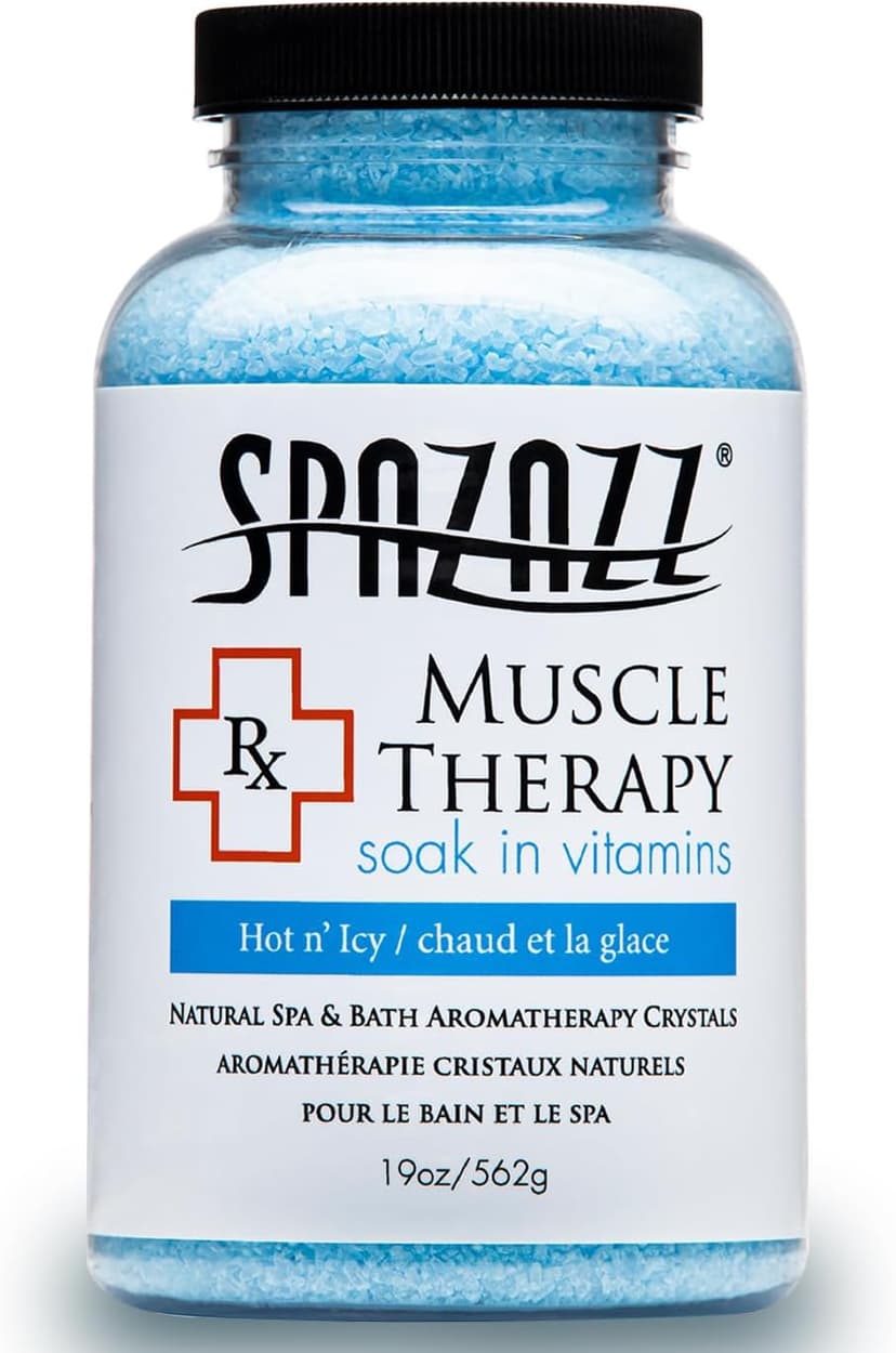 Spazazz Armotherapy Hot Tub Rx Muscle Therapy Natural Spa & Bath Salt Crystals 19oz- Hot 'N ICY - with Magnesium & Arnica - Safe for All Spa and Hot Tub Equipment