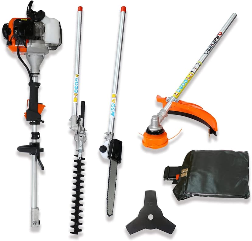33cc 2-Cycle Gas Multi-Trimmer | 4-in-1 String Trimmer w/Rotatable Pole Saw, Weed Eater Weed Wacker, Brush Cutter & Hedge Trimmer Gas for Lawn, Yard, Garden Care, All-in-one Garden Tool