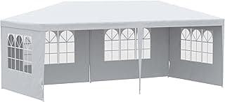 Outsunny 10' x 20' Large Party Tent, Outdoor Event Shelter, Gazebo Canopy with 4 Removable Window Sidewalls for Weddings, White