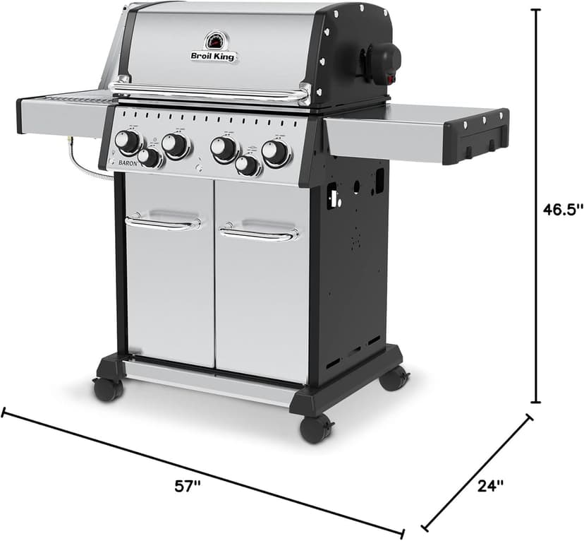 Broil King 875944 Baron S 490 Pro IR, Liquid Propane (LP), Stainless Steel, Black