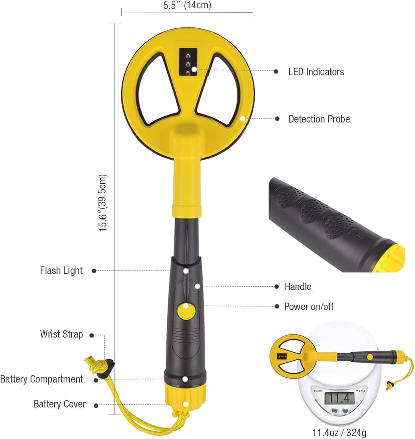 Underwater Metal Detector Handheld,100 Feet Fully Waterproof Metal Detector for Adults, Lightweight Gold Finder Metal Detector for Scuba Diving Pulse Induction with LED and Power Indicator