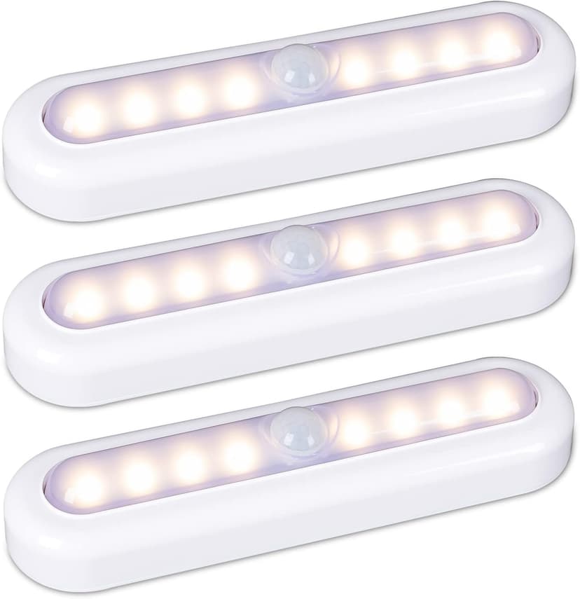 STAR-SPANGLED 3 Pack 7” Motion Sensor Lights Indoor Battery Operated, Stick on LED Light for Closet, Stairs, Under Cabinet, Warm White
