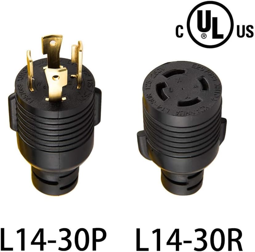 75FT Heavy Duty Generator Locking Power Cord NEMA L14-30P/L14-30R,4 Prong 10 Gauge SJTW Cable, 125/250V 30Amp 7500 Watts Yellow Generator Lock Extension Cord with UL Listed