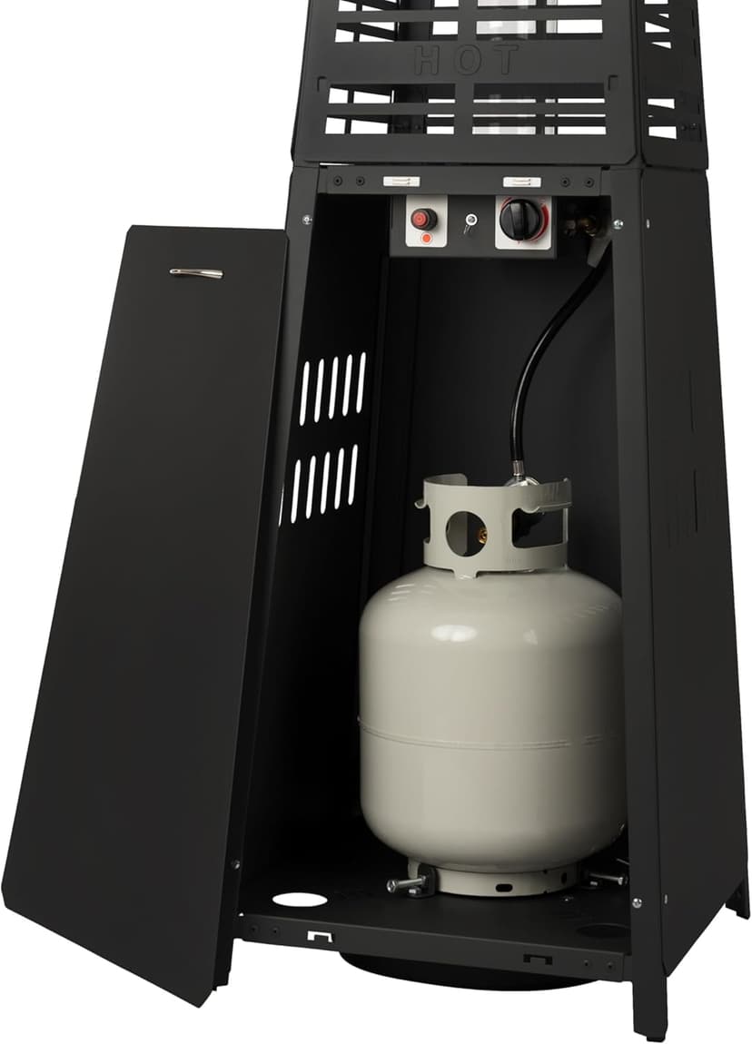 Fire Sense 66991 Pyramid Flame Patio Heater 40,000 BTU Outdoor Propane Heater Tower with Wheels - Black