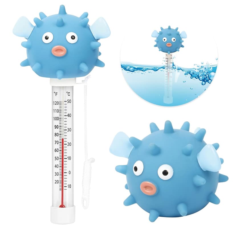 XY-WQ Floating Pool Thermometer, Large Size Easy Read for Water Temperature with String for Outdoor and Indoor Swimming Pools and Spas (Puffer)