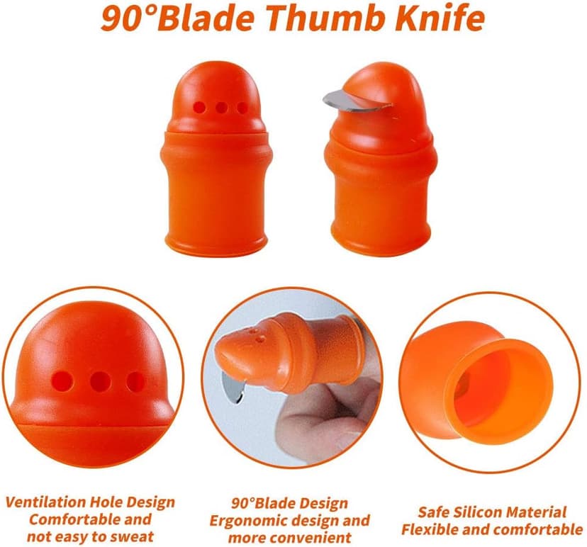 YBB 12 Pcs Gardening Silicone Thumb Knife Harvesting Tool, Separator Finger Plant Fruit Picking Knife Garden Tool (L)