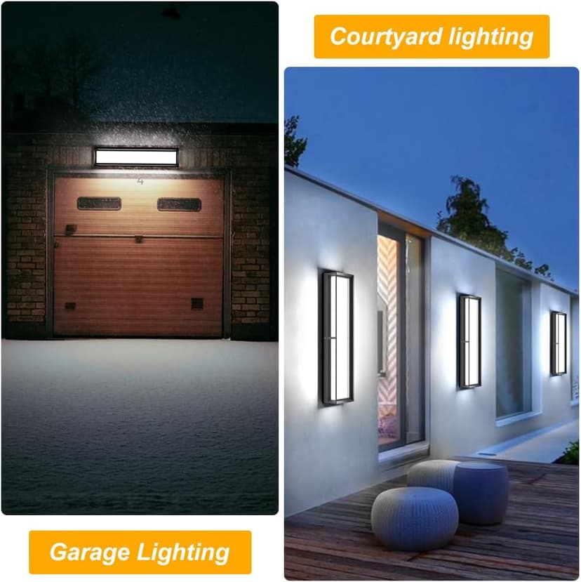 Outdoor Wall Sconce Lights,2Packs 10%-100% Dimmable LED Modern Porch & Patio Wall Light Fixture, 23.6in Black Exterior Sconce Wall Mounted Lights Suitable for Garage Courtyard House(6000K)