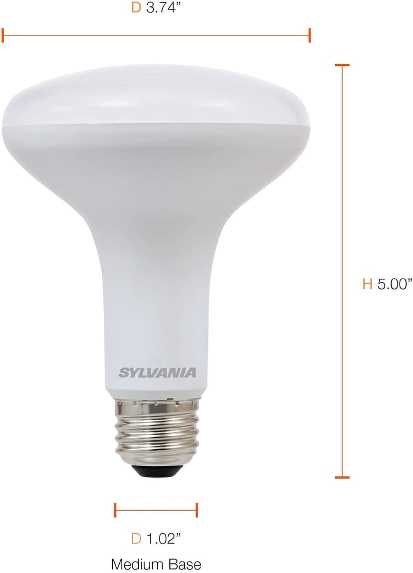 SYLVANIA LED Flood BR30 Light Bulb, 65W Equivalent Efficient 9W, 10 Year, 650 Lumens, Dimmable, 2700K, Soft White - 2 pack (73954)