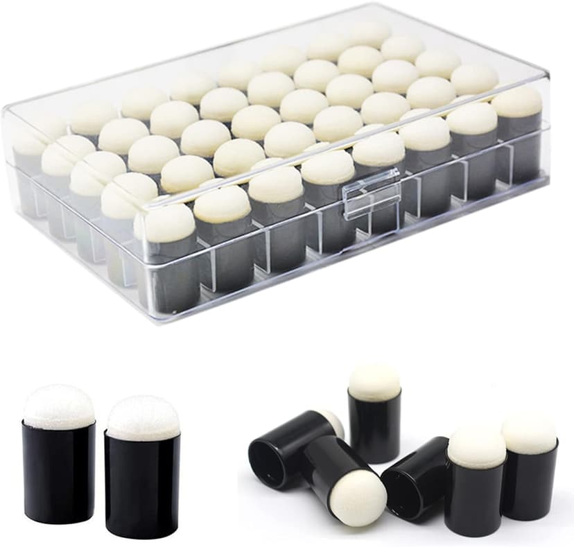40pcs Finger Sponge Daubers with Storage Box for Painting Chalk Ink Card Making Drawing DIY Craft Handmade Finger Painting Sponge Set Craft Drawing Sponge Dauber Set Painting Projects-Daubers