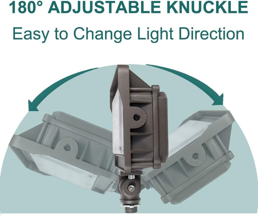 LED Flood Light Outdoor 50W, 6500LM (200W HPS/MH Equiv.) 5000K Daylight, Waterproof Knuckle Mount LED Outdoor Flood Lights for Garden Porch Yard, 100-277V ETL Listed