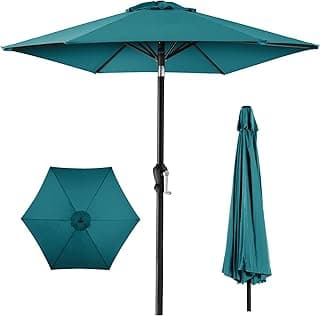 Best Choice Products 10ft Outdoor Steel Polyester Market Patio Umbrella w/Crank, Easy Push Button, Tilt, Table Compatible - Cerulean