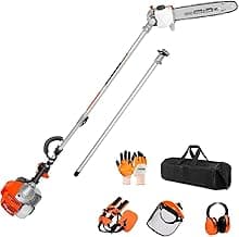 PROYAMA 90-180 Degree 42.7cc Head Adjustable Pole Chainsaw for Tree Trimming with 12 inch OREGON Cutting Bar & OREGON Chain 38-inch Extension for a 15ft Reach Gas Cordless Pole Saw