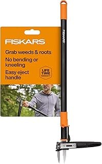 Fiskars 3-Claw Stand Up Weed Puller Tool, Gardening Weeder, Hand Weeding Tool with 39" Long Ergonomic Handle with Easy-Eject Mechanism