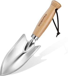 WORKPRO 11" Garden Hand Trowel, Heavy Duty Polished Stainless Steel Garden Shovels with Wood Handle, Small Gardening Hand Tools for Digging, Planting, Measure, Transplanting