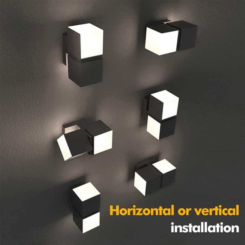 LUTEC Cuba 3000K 1100LM LED Integrated Porch Wall Light Outdoor and Indoor Bedroom LED Wall Lantern Sconce-Black