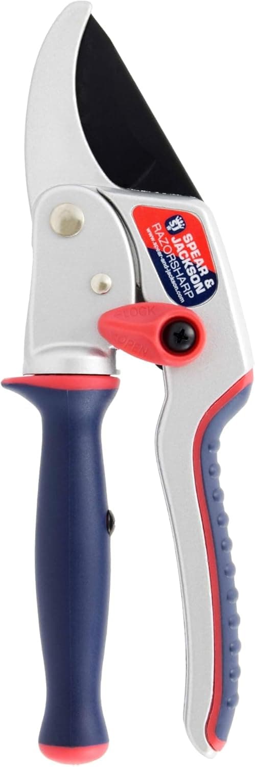 Spear & Jackson 6458RS Razorsharp Ratchet Anvil Pruners / Pruning Shears with Rotating Ergonomic Handle, Blue, 21.5 x 6.5 x 2.5 cm
