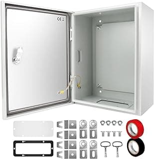 Outdoor Electrical Box, Steel Junction Box 16 x 12 x 8'', NEMA 4X Electrical Enclosure Box IP66 Waterproof & Dustproof, Universal Electrical Project Box with Lock & Mounting Plate