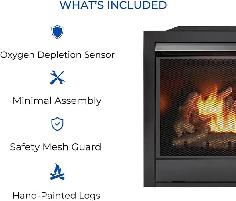 Duluth Forge Dual Fuel Ventless Gas Fireplace Insert, Remote Control, 9 Fire Logs, Use with Natural Gas or Liquid Propane, 32000 BTU, Heats up to 1500 Sq. Ft., Black
