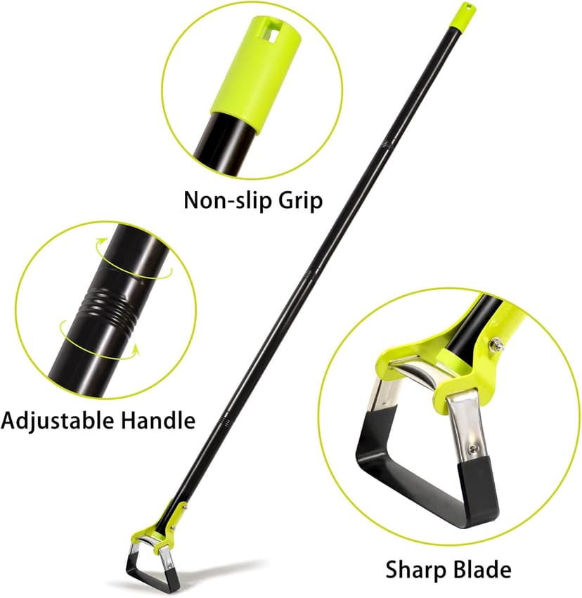 Garden Hoe - Adjustable Scuffle Hoe for Weeding Gardening Loosening Soil- Heavy Duty Hula Hoes with Long Handle - Stirrup Hoes, Garden Tools for Women Men (30-61in)
