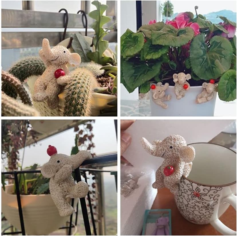 Garden Statues Flowerpot Landscaping Tree-Hugger Fairy Plant Pot&Vase Hugger, Mini Decorative Climber Clingers (3Pack Elephant)
