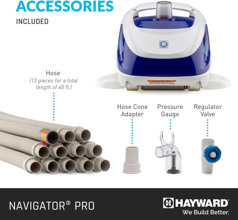 Hayward W3925ADV 25ADV Navigator Pro Suction Pool Vacuum (Automatic Pool Cleaner), White