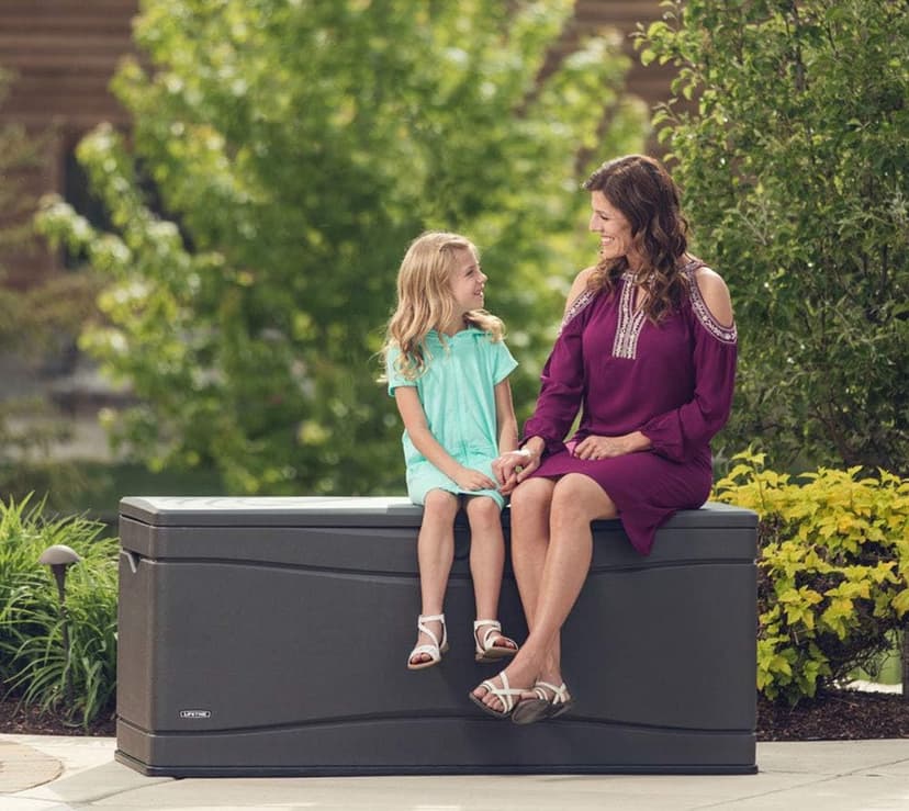 Lifetime 60298 Heavy Duty Outdoor Storage Deck Box, 130 Gallon, Gray