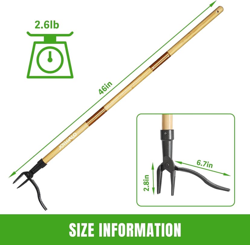 joyhalo 46" Dandelion Weed Puller Tool Stand Up Heavy Duty 4-Claw, Long Handle Weeder Tool for Yard with Steel Head, Weeding Tool Weed Picker, Weed Pulling Tool Without Bending or Kneeling