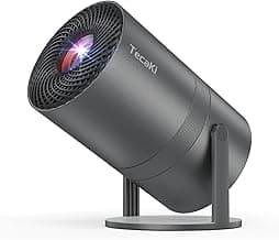 [Two-Way Bluetooth 5.2] Mini Portable Projector 4K 1080P Supported Projection, Tecaki Movie Projector with 180°Rotatable Stand Auto Keystone Correction Long Lens Life for Home Theater, Outdoor Party