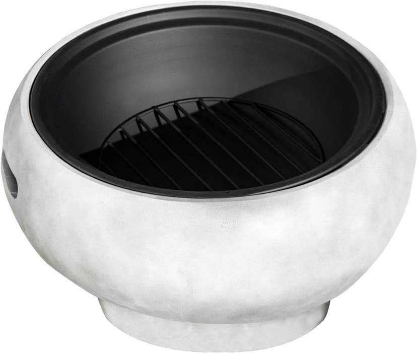 Teamson Home MGO Light Concrete Round Charcoal and Wood Burning Fire Pit for Outdoor Patio Garden Backyard with Spark Screen, Fireplace Poker, Grate, and BBQ Grill, Light Gray