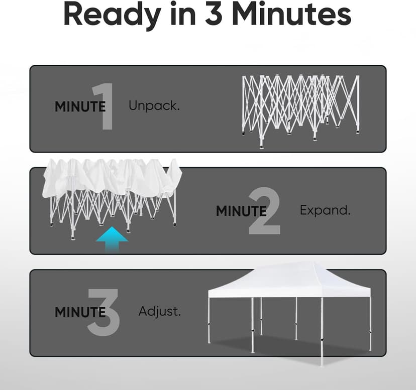 Quictent 10'x20' Heavy Duty Pop up Canopy Tent, Commercial Grade Instant Shelter with Wheeled Bag for Outdoor, Beach, Parties, Markets, 500D Silver Coated UPF 50+ Sun Shield