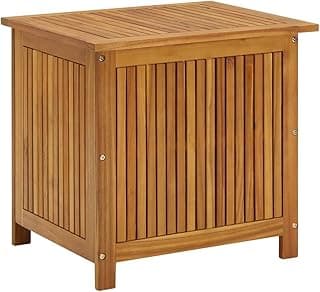 vidaXL Outdoor Storage Box, Deck Box with Lid, Storage Chest with Water-Resistant Bag Inside, 23.6''x19.7''x22.8'', Solid Acacia Wood