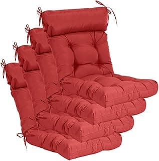 QILLOWAY Indoor/Outdoor High Back Chair Cushion,Tufted, Replacement Cushions - Pack of 4. (Red)