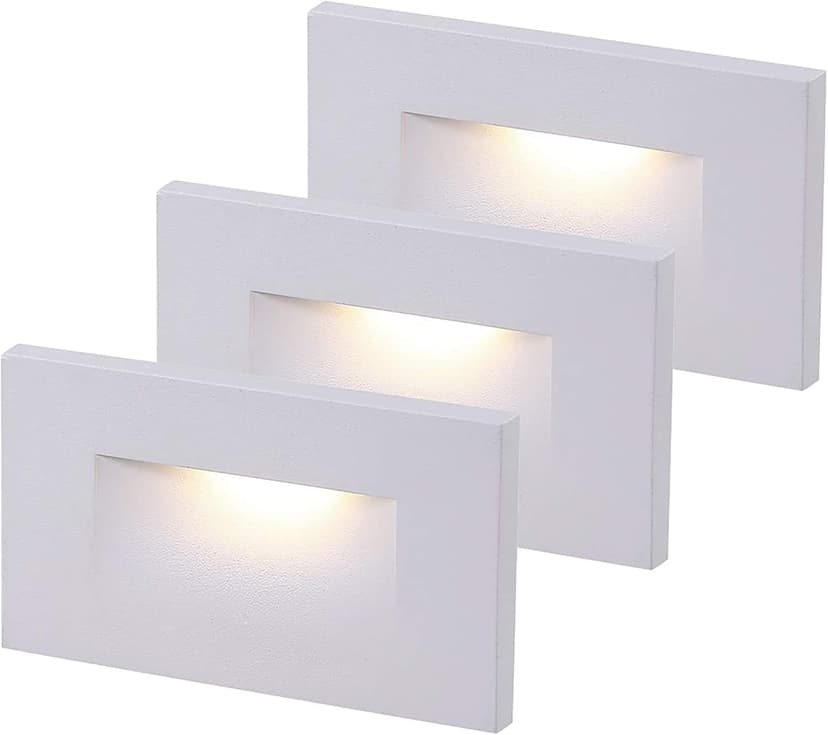 CLOUDY BAY 120V Dimmable LED Indoor Outdoor Step Light,3-Pack,3000K Warm White,Stair Light,White Finish