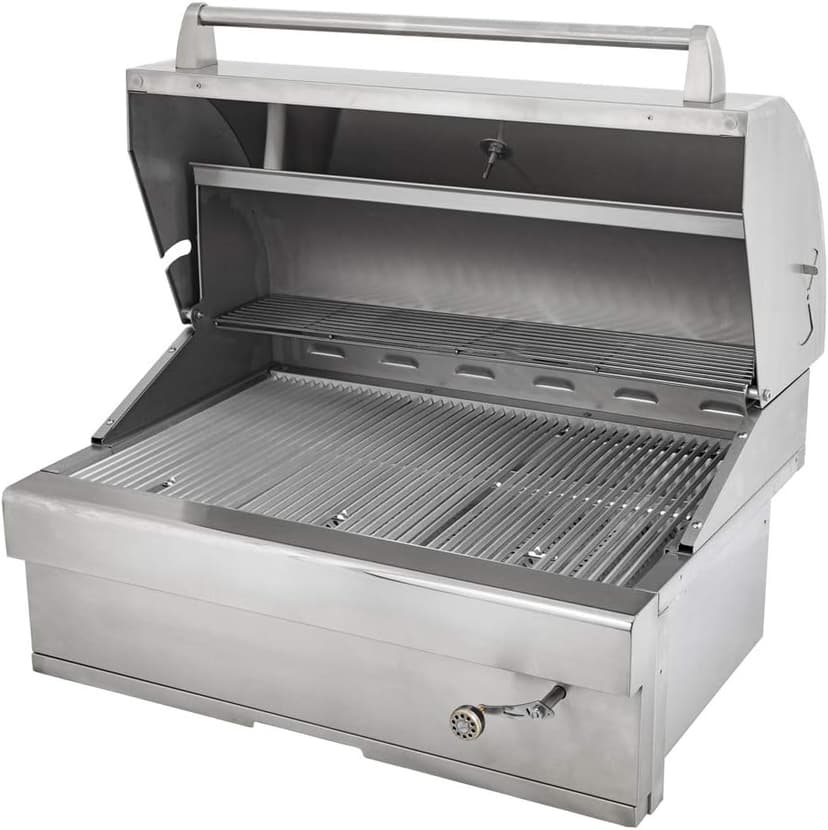 Barbeques Galore 32-inch Turbo Charcoal Built-In Stainless Steel BBQ Grill with Charcoal Tray - 32CHARCOALG