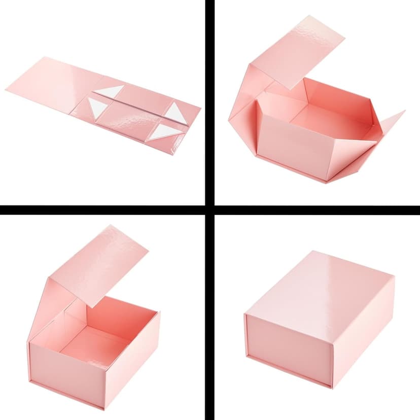Stockroom Plus 6 Pack Magnetic Gift Boxes with Lids, 9.5 x 7 x 4 Inches for Birthday, Wedding, Groomsman and Bridesmaid Proposal Box (Pink)