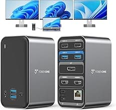TobenONE Docking Station 3 Monitors, Laptop Docking Station with Power Supply 100W, 2 HDMI, DP, 7 USB C/A Port, Ethernet, Audio, 87W Charging for Thunderbolt 4/3, USB4, USB-C Windows&ChromeOS