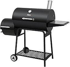 Royal Gourmet CC1830M 30 Inch Barrel Charcoal Grill with Offset Smoker & Warming Rack, Outdoor BBQ Grill with 811 Sq. In. Grilling Space for Backyard, Patio and Parties, Black