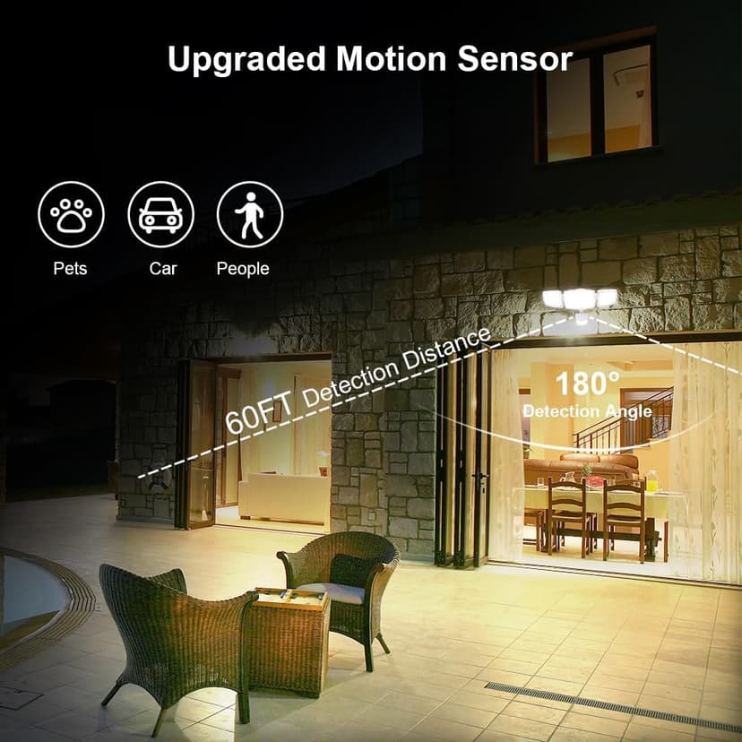 USTELLAR 2 Pack 50W Smart Outdoor LED Security Light Tunable White 2700K-6500K Motion Sensor Exterior WiFi Flood Light Fixture Alexa Warm Wired Floodlight Google Outside Spotlight House Yard Garage