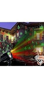 Christmas Laser Lights, Projector Lights Landscape Spotlight Red and Green Star Show with Christmas Decorative Patterns for Indoor Outdoor Garden Patio Wall