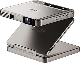 ZIP Tri-Fold Truly Portable DLP Projector, Pocket Size, Zero-Lag Focus, One-Click Screen Mirroring, Full-Screen Mode, Type-C Fast Charging, 5,000mAh Battery, Indoor Outdoor Mini Projector, Gold