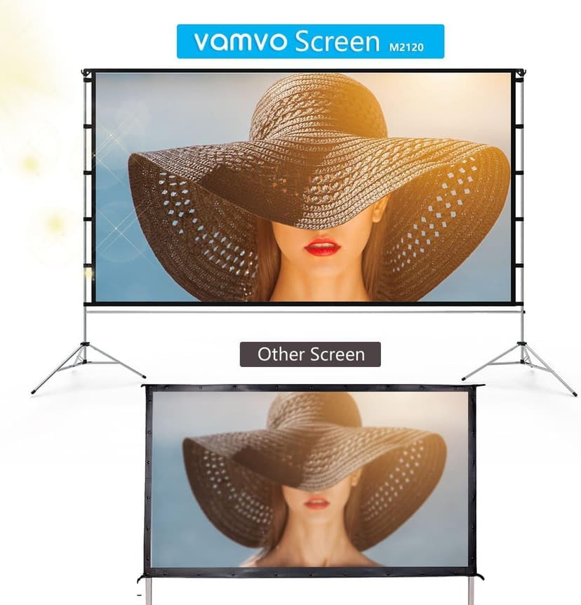 Projector Screen Outdoor, Vamvo Portable Projectors Screen with Aluminum Alloy Stand 120" Foldable Screens, 10 Feet Indoor Movie Screens with Carrying Bag for Home Theater Backyard Movie Night