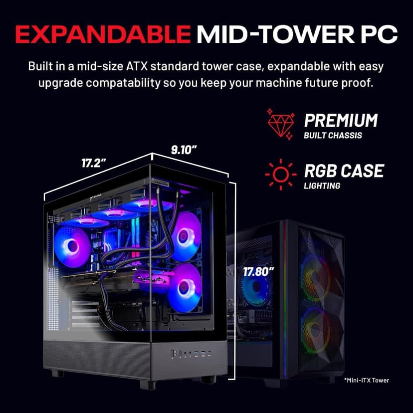 Skytech Azure Gaming PC Desktop, Ryzen 7 9700X 3.8 GHz (5.5GHz Turbo Boost), NVIDIA RTX 4060 8GB GDDR6, 2TB SSD, 32GB DDR5 RAM 6000 RGB, 650W Gold PSU, 360mm ARGB AIO, Wi-Fi, Win 11 Home